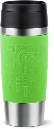 Термокружка Emsa N20210 Travel Mug Classic з нержавіючої сталі, 0.36 л, з кришкою-гвинтовою, ізоляція 4г гаряче/8г холодне, 100% герметична, для миття в посудомийній машині, з поворотним отвором для пиття (лімонний колір)