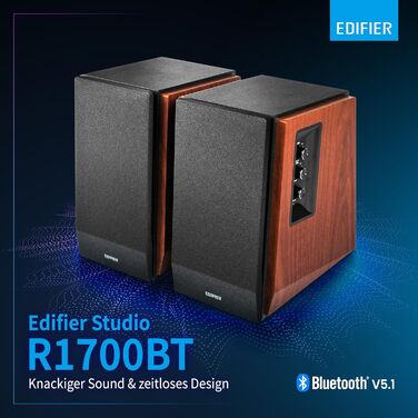 Акустична система Edifier R1700BT: активні полочні колонки з Bluetooth, цифровим та аналоговим входами, корпус із натурального дерева, з пультом ДК