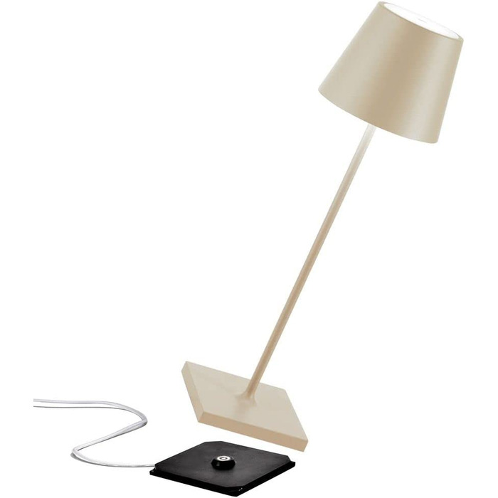Zafferano Poldina Pro бездротова LED-настільна лампа, сенсорний димер, акумуляторна, IP65, алюміній, 38 см, для дому та вулиці, пісочний колір