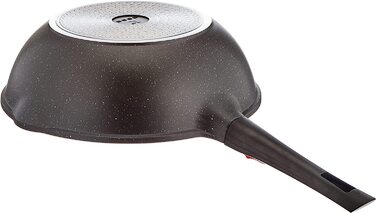 Wok Kamberg 30 см, знімна ручка, алюмінієвий, антипригарне кам'яне покриття, з кришкою, для всіх плит (індукція), PFOA-вільний, чорний