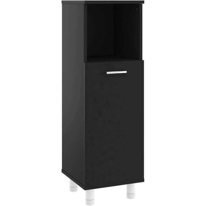 Шафа для ванної vidaXL, 3 полиці, 1 дверцята, чорна, 30x30x95 см, ДСП