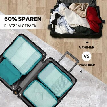 Набір органайзерів для подорожей та валізи Packing Cubes, 12 предметів, світло-блакитний — сумка-органайзер для одягу та речей у дорогу