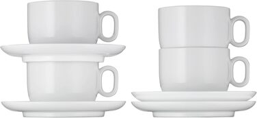 Набір чашок для капучино WMF Barista з блюдцями, порцелянові, 4 предмети (2 чашки по 160 мл), підходять для посудомийки