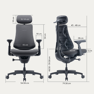 Крісло офісне ергономічне LiberNovo Omni Pro Graphite 48 см