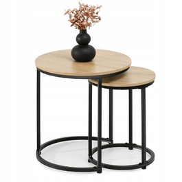 Журнальний стіл Mebel-Partner круглий, 45 x 45 x 48,5 см, чорний, дуб сонома