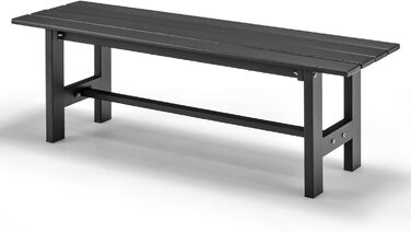 Садова лава KOMFOTTEU металева, 120×36×40,5 см, чорна, для вулиці, балкона, парку, витримує до 300 кг, антикорозійна