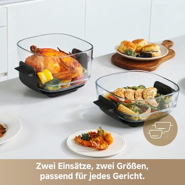 Фритюрниця Dreame Tasti AirFryer 5-в-1 з скляною чашею, 2.5L + 4.5L, 3D-конвекція, сенсорний дисплей, для дому та подорожей