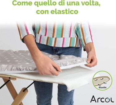 Запасний чохол ARCOL з гумкою для прасувальної дошки Foppapedretti, 100% бавовна, вироблено в Італії, бежевий з білими серцями