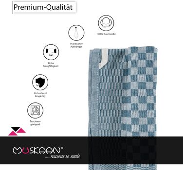 Набір рушників для кухні Müskaan 10 шт., 100% бавовна, 50x70 см, бірюзові, 210 г/м², без ворсу, для витирання посуду, для прибирання, високої поглинальності