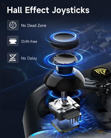 Бездротовий ігровий контролер EasySMX X15 для PC, Switch, Android, iOS з Hall-ефект джойстиками та тригерами, RGB підсвічуванням, чорний