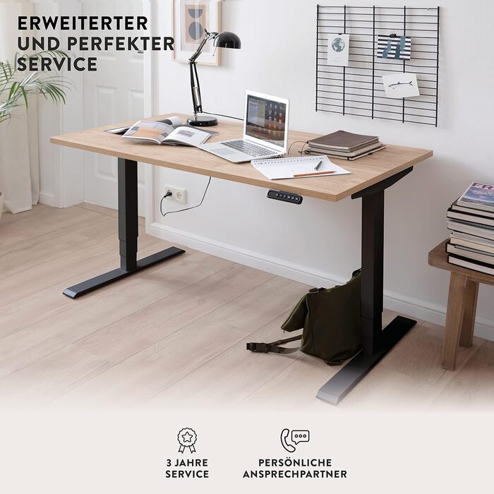 Електричний письмовий стіл boho office 120x80 см, регульований по висоті, 2 мотори, телескопічний механізм, пам’ять позицій, чорний колір RAL9005, стільниця Multiplex