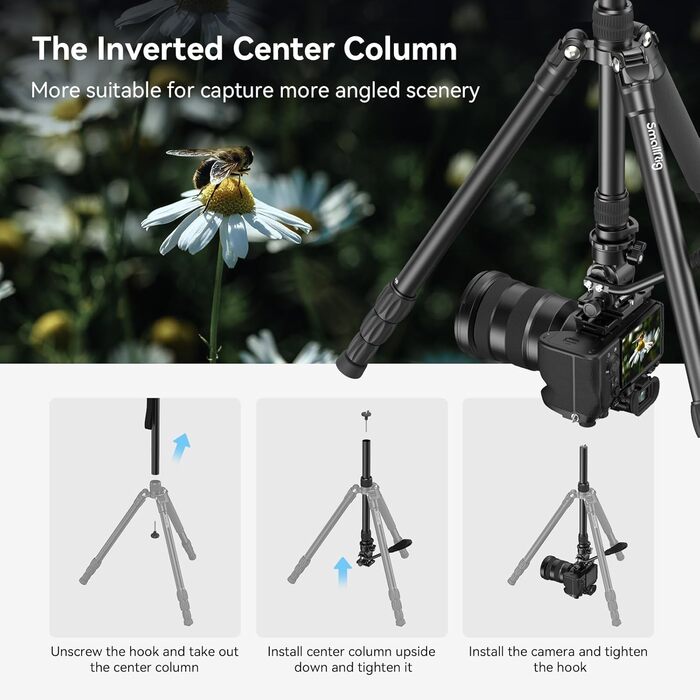 Відеоштатив SMALLRIG 71'' з флюїдною головою, алюмінієвий, для камери, 360° панорама, висота 42–180 см, вантажопідйомність 15 кг, модель CT180-3760