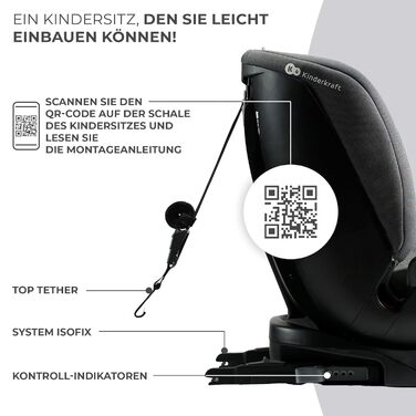 Дитяче автокрісло Kinderkraft XPEDITION2 I-Size 0-36 кг, 360°, Isofix, сіро-гранітне, регульована спинка та підголівник