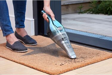 Пилосос ручний Black & Decker NVC220WBC-QW, 15.5 Вт, 385 мл, хром та синій