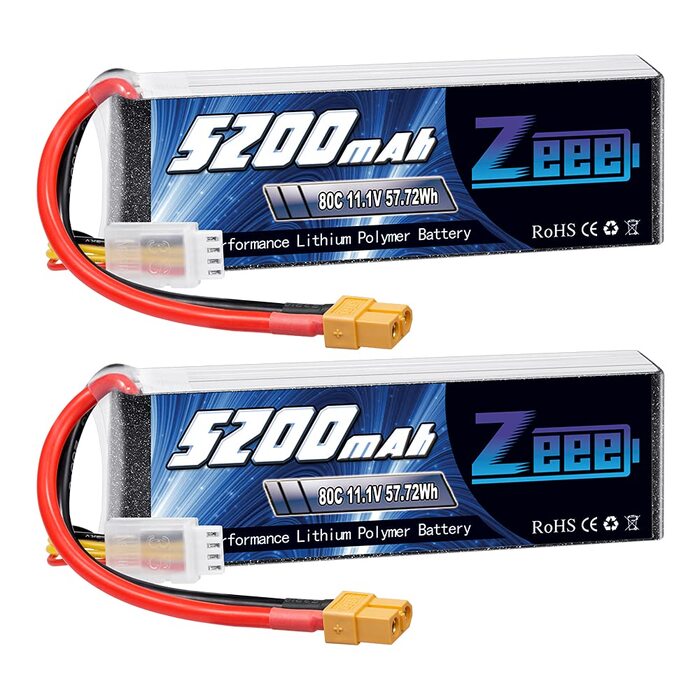 Акумулятор Zeee 3S LiPo 5200mAh 11.1V 80C з роз'ємом XT60 для RC моделей (набір 2 шт.)