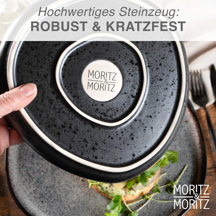 Набір посуду Moritz & Moritz ORGANIC сірий, керамічний сервіз на 12 осіб, 36 предметів (обідні, десертні та глибокі тарілки)
