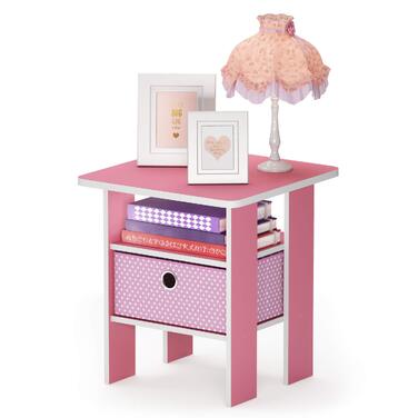 Приліжкова тумба Furinno Andrey з полицею для зберігання, рожевий колір