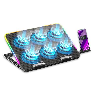 Охолоджувач для ноутбука Empire Gaming Guardian C600 (12''-15.6''), 6 вентиляторів, RGB-підсвітка, 5 рівнів висоти та знімний тримач