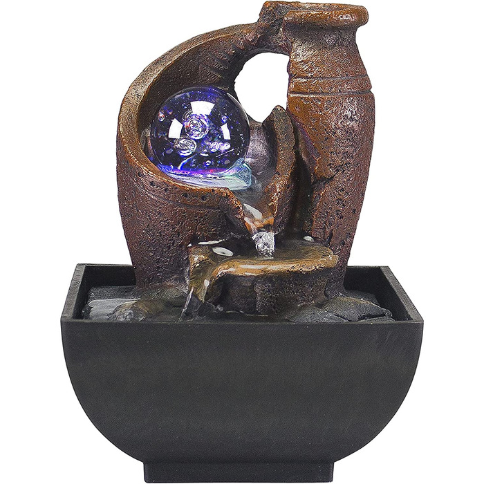 Декоративний кімнатний фонтан BEPER Amphora з підсвіткою, чорний, смола, компактний