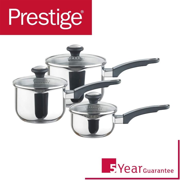 Набір посуду з нержавіючої сталі Prestige Täglich (3 предмети) для щоденного використання
