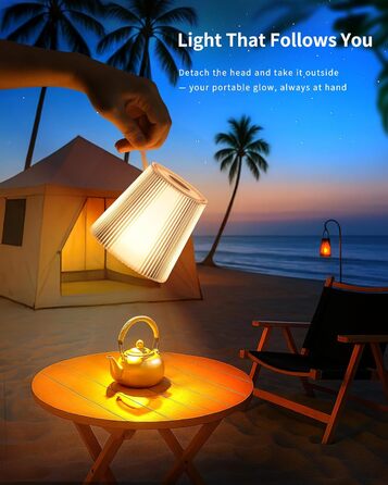 LED настільна лампа LuminexDesigns бездротова з акумулятором 5200mAh, диммер, IP54, для спальні, офісу, саду, білого кольору, 1 шт. (Сучасний, компактний)