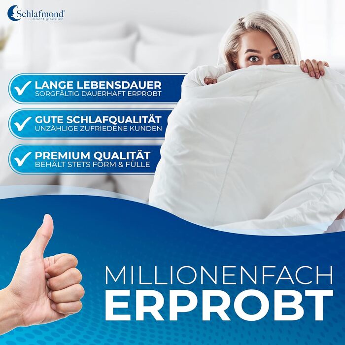 Всесезонна ковдра Schlafmond Medicus Clean 200x200 см, гіпоалергенна з терморегуляцією, бавовняна стібана ковдра, Made in Germany