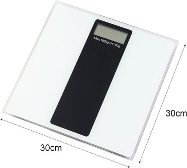 Цифрові ваги для людей Axentia, скляні, LCD дисплей, до 150 кг, білі, 30x30 см