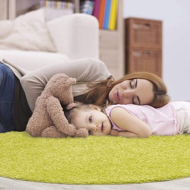 Килим круглий Impression 150 см, світло-зелений, екологічний, сертифікований Öko-Tex, для вітальні, спальні, дитячої