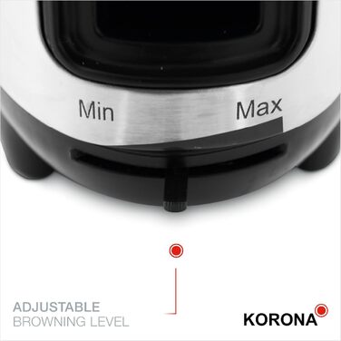 Тостер Korona 21304 на 1 тост, нержавійка, 550 Вт, підставка для булочок, регулювання температури, знімний піддон для крихт