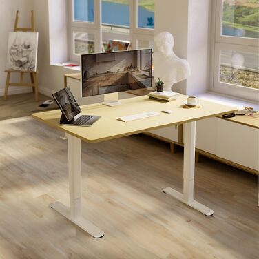 Регульований стіл Claiks 160x80 см (FSC®) бежевий - для офісу та дому, вантажність 80 кг, 3 режими пам'яті