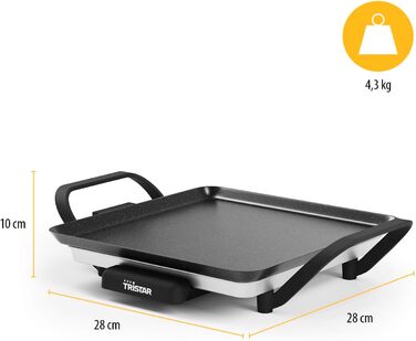 Настільний електрогриль Slim S 28x28 см, антипригарне покриття, знімний лоток для жиру, регульований термостат, легке очищення