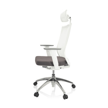 Офісне крісло / Крісло з поворотним механізмом ASPEN WHITE PRO з сітчастою спинкою (прозорий матеріал) / сіре сидіння hjh OFFICE