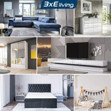 Комод 3E living з 8 шухлядами, 120 см, чорний, 4 кольори