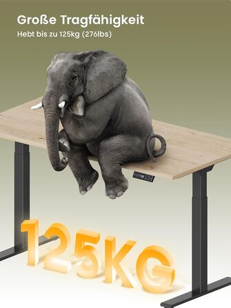 Електричний регульований стіл E.For.U 180x80 см, 2 мотори, чорний + дуб, з телескопічною конструкцією та пам'яттю на 4 позиції