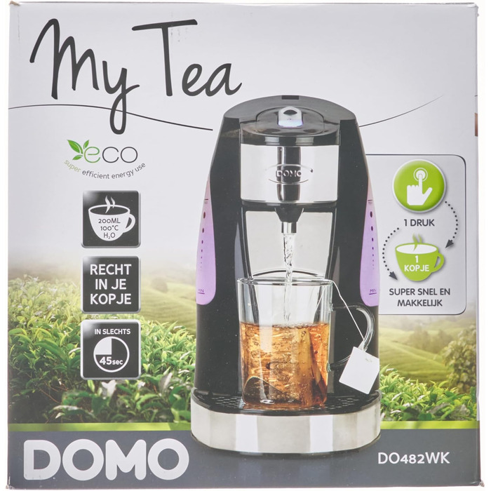 Електрочайник Domo DO482WK, пластик та нержавіюча сталь, 1.5 л, білий/чорний
