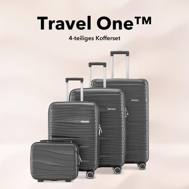 Валіза Travel One Hartschalen – Набір валіз 3 шт (32/60/98л), кодовий замок, 360° колеса, антрацит