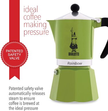 Кавоварка Bialetti Rainbow, алюмінієва, зелена, 6 чашок
