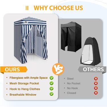 Намет-роздягальня EAGLE PEAK Flex Ultra Compact Pop-Up, 1,2 x 1,2 м, для басейну, фотосесій та кемпінгу (Морська синя/Білий)