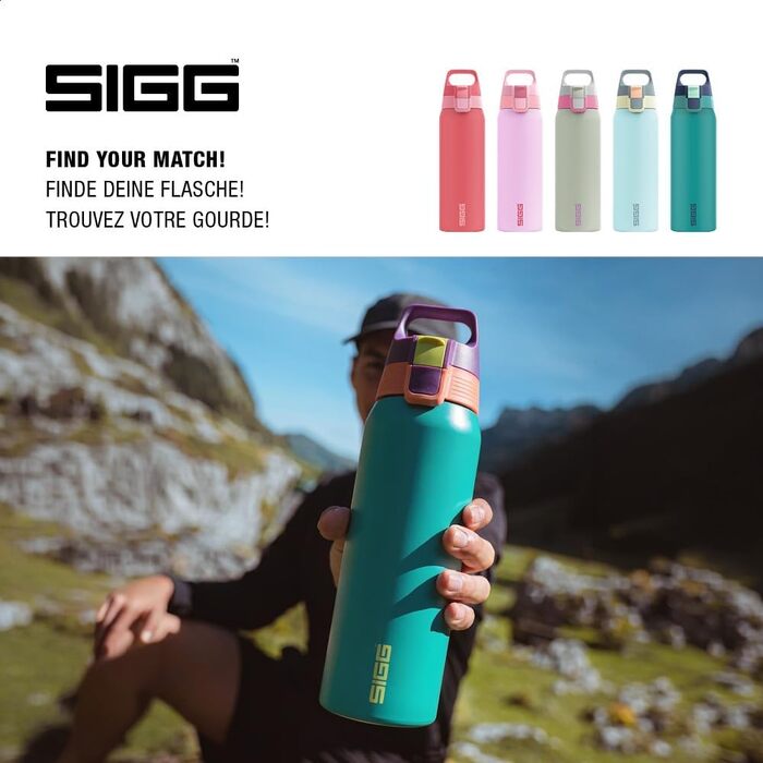 Спортивна пляшка для води Sigg Shield ONE з нержавіючої сталі для газованих напоїв, герметична, BPA-free, 0.75 л (Reef, Multicolor)