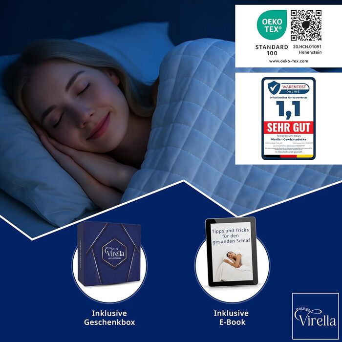 Обтяжувальна ковдра Virella 5 кг, 135x200 см, важка ковдра для сну з 100% бавовни