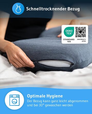 Ортопедична подушка maBELLA з ефектом пам'яті (Memory Foam) та терморегулюючим чохлом Thermic Quickdry