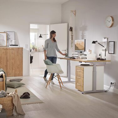 Електричний стіл для офісу boho office®, 140x80 см, регулювання висоти, 2 мотори, швидкість 80 мм/сек, пам'ять, срібна рама, чорна стільниця з Multiplex-краєм
