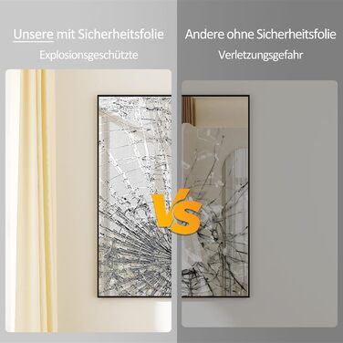 Дзеркало настінне Spiegel 40x160 см, повноекранне з рамою, підлогове для спальні, вітальні або ванної кімнати, прямокутне, алюмінієва рама (чорний)