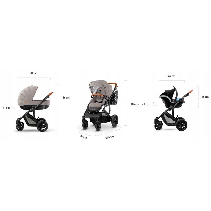 Дитячий візок 3в1 Kinderkraft Prime, Бежевий