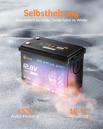 LiFePO4 акумулятор 12V 100Ah H190 ECE R10 з Bluetooth 5.4 для кемпера та автобудинку (Lithium Batterie 12V 334Ah MINI BT)