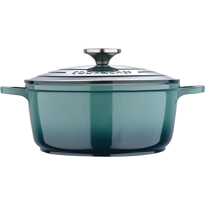 Каструля BERGNER Excalibur 24 см з кришкою, алюмінієва, для індукційних плит і духовки, зелена