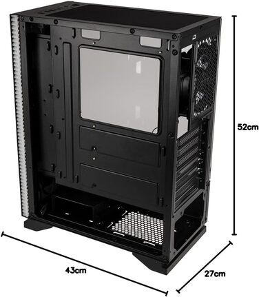 Корпус для ПК Kolink Inspire K11 ARGB Midi-Tower, чорний, з боковою панеллю з загартованого скла, RGB-вентилятор, підтримка водяного охолодження, ATX