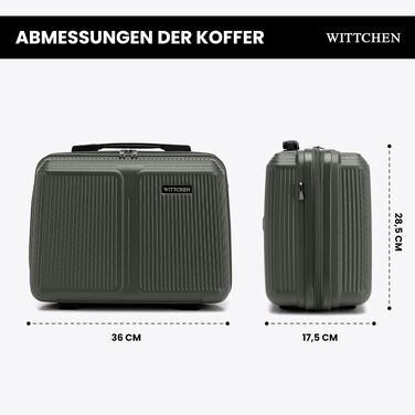 Валіза велика Wittchen Stripes Line XL (76.5x50x29 см) — Жорстка пластикова валіза-тролей ABS 96 л, 4 колеса 360°, кодовий замок, колір Khaki (з косметичкою S)