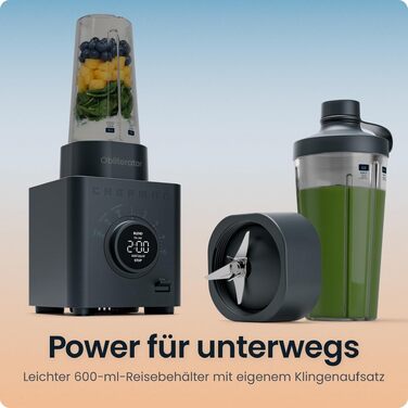 Блендер стаціонарний Chefman Obliterator 1.2л, 1380W, для смузі, льоду, горіхів, з нержавіючою сталлю, функція Auto Blend, пляшка 600мл - Midnight