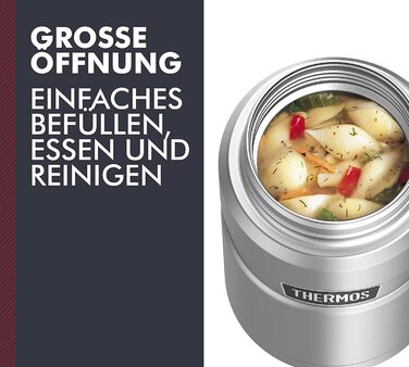 Термос для їжі Thermos STAINLESS KING 0,71 л з нержавіючої сталі, зберігає тепло 14 годин і холод 24 години, герметичний, великий харчовий контейнер для супу, мюслі, страв, підходить для миття в посудомийній машині, без ложки